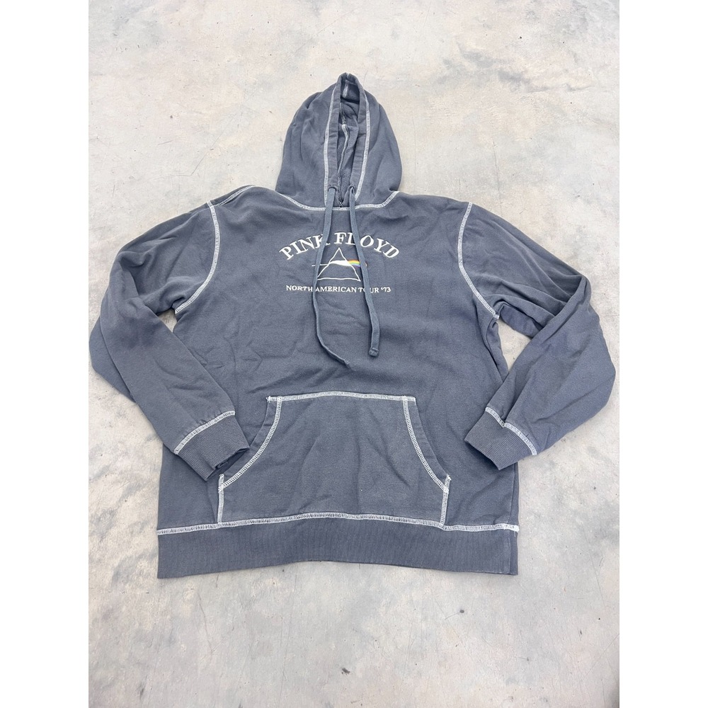 Pink Floyd Hoodie Mens Large Gray Graphic Long Sleeve Kangaroo Pocket Pop Rock